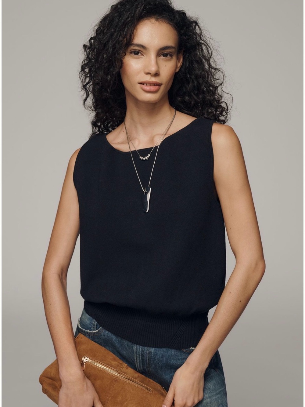 NWOT Anthropologie Black Boat Neck Sweater Tank